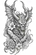 demon and pride sin tattoo design idea