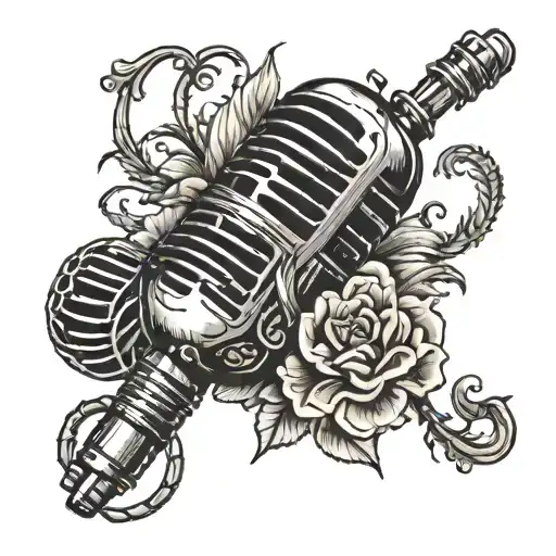 old microphone  tattoo design idea