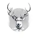 4 nature elements bind by infinity sign and held up by Deer antlers that are made from blooming tree branches tattoo design idea