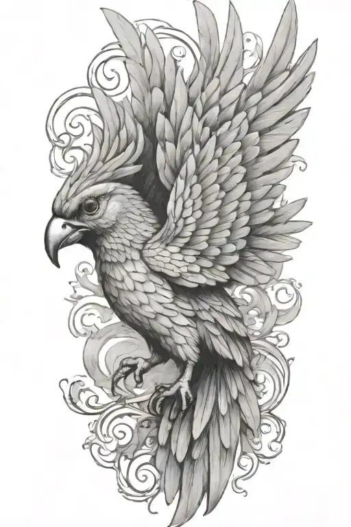 realistic liverbird coming out of a colbe tattoo design idea