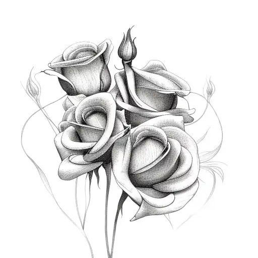 Roses, Lillies Jasmines on a long vine tattoo design idea
