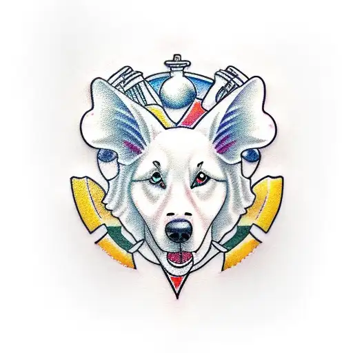 white swiss shepherd kombucha chef knife vegetables tattoo design idea