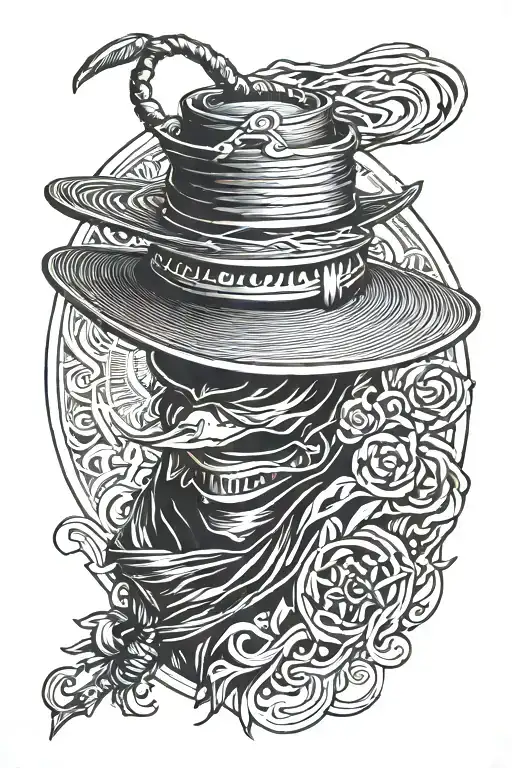 ronin straw hat tattoo design idea