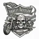 Harley Davidson bar and shield logo and the "join or die" revolutionary war flag tattoo design idea