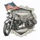 Harley Davidson bar and shield logo and the "join or die" revolutionary war flag tattoo design idea