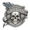 Harley Davidson bar and shield logo and the "join or die" revolutionary war flag tattoo design idea