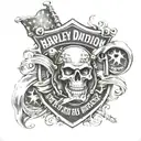 Harley Davidson bar and shield logo and the "join or die" revolutionary war flag tattoo design idea