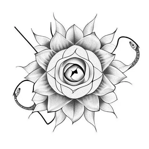 butterfly sunflower and snake tattoo design idea