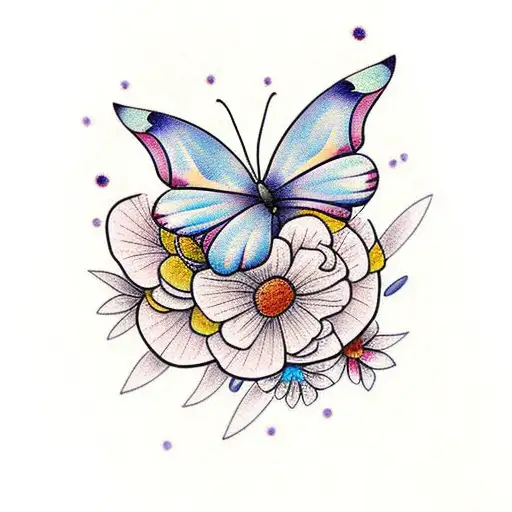 butterfly abs flowers  tattoo design idea