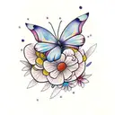 butterfly abs flowers  tattoo design idea