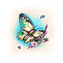 butterfly abs flowers  tattoo design idea