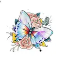 butterfly abs flowers  tattoo design idea