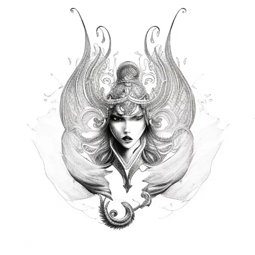 Parthenope Siren tail tattoo design idea