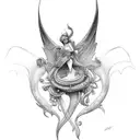 Parthenope Siren tail tattoo design idea