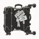 A vintage suitcase overflowing with souvenirs from your travels, with your marriage date and baptism day written on luggage tags tattoo design idea