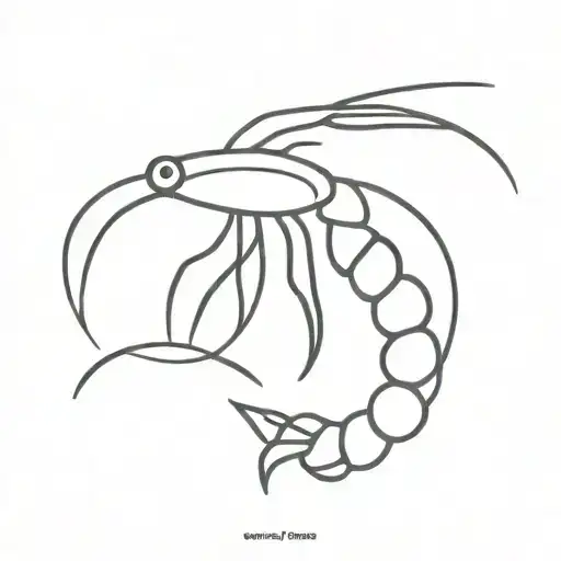 shrimp  simple line drawing tattoo design idea