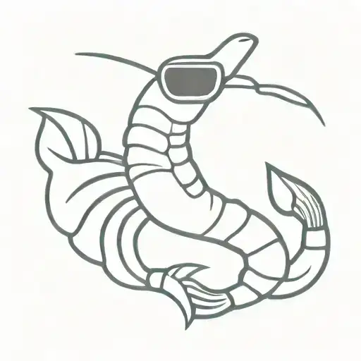 shrimp wearing sunglasses jumping tattoo design idea