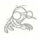 shrimp wearing sunglasses simple line drawing tattoo design idea