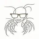 shrimp wearing sunglasses simple line drawing tattoo design idea