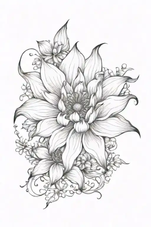 ocean flower tattoo design idea
