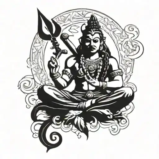 shiv tandav with mantra tattoo design idea