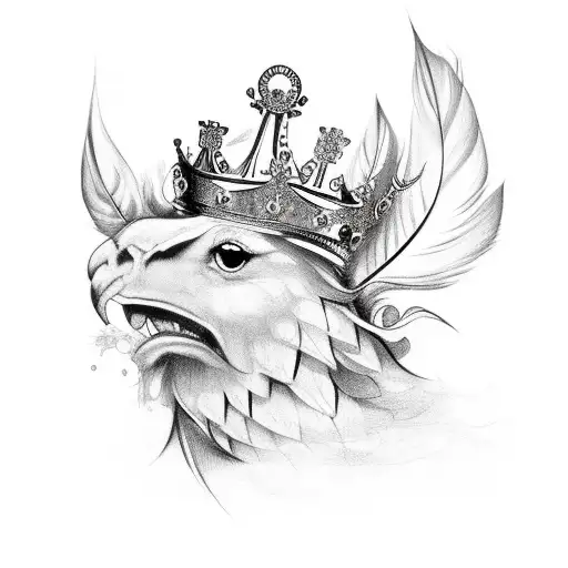 crown with feather tattoo design idea