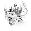 crown with feather tattoo design idea