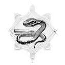 snakes with wrenches crossed with angle wings tattoo design idea