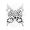 snakes with wrenches crossed with angle wings tattoo design idea