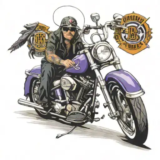 In memory of Brandon brewer R.I.P 12/28/1976-8/5/2024 with a purple Harley Davidson  tattoo design idea