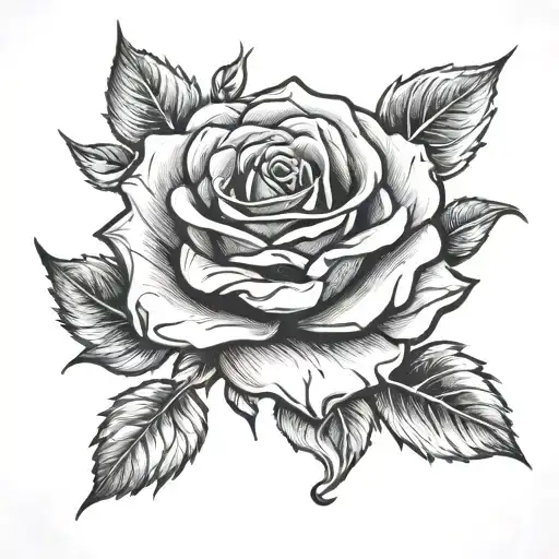 burning rose tattoo design idea