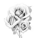 rose and cucumber flowers and grape bundle tattoo design idea