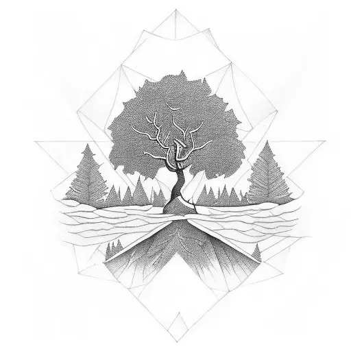 Combine powerlifting and trees in a unique design tattoo design idea