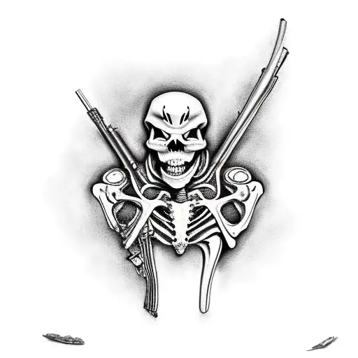 us army ranger skeleton  tattoo design idea