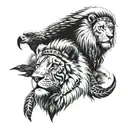 Lion, eagle, native american girl tattoo design idea