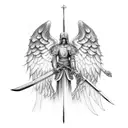 a sword with angel wings with latin phrase "Sic Transit Gloria Mundi" tattoo design idea