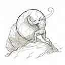 sisyphus pushing boulder uphill  tattoo design idea
