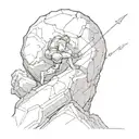 sisyphus pushing boulder uphill  tattoo design idea