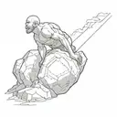 sisyphus pushing boulder uphill  tattoo design idea