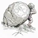 sisyphus pushing boulder uphill tattoo design idea