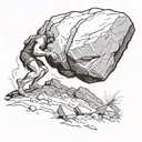 sisyphus pushing boulder uphill tattoo design idea