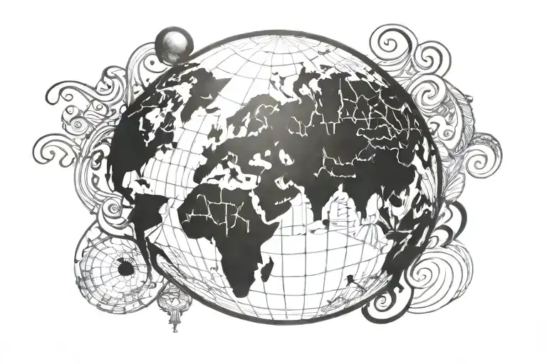 Fathers world with globe tattoo design idea