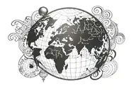 Fathers world with globe tattoo design idea