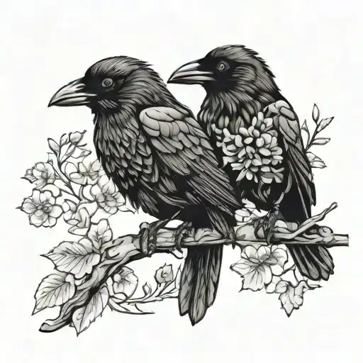 two crows tattoo design idea