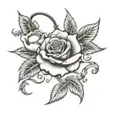 999 with rose tattoo design idea