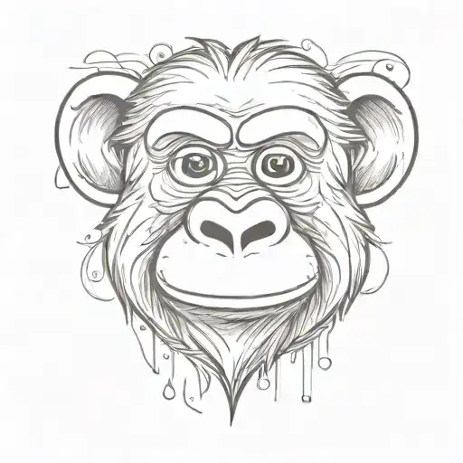 cute emojii Ape and heart symbolizing love tattoo design idea