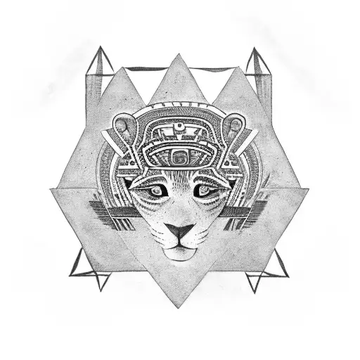 jaguar with aztec pyramid in the foreground tattoo design idea