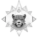 jaguar with aztec pyramid in the foreground tattoo design idea