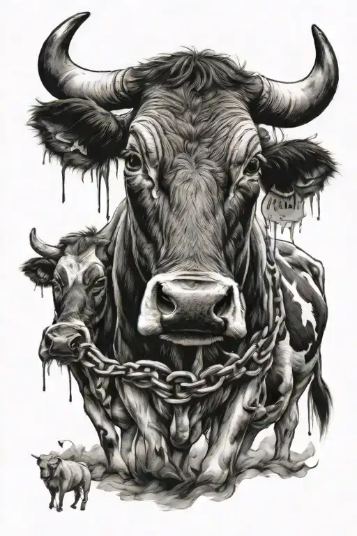 rib brand on cow being abducted tattoo design idea