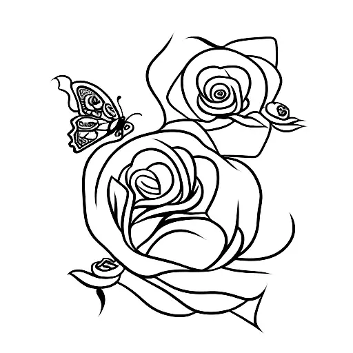 jaguar tattoo with roses and butterflies tattoo design idea